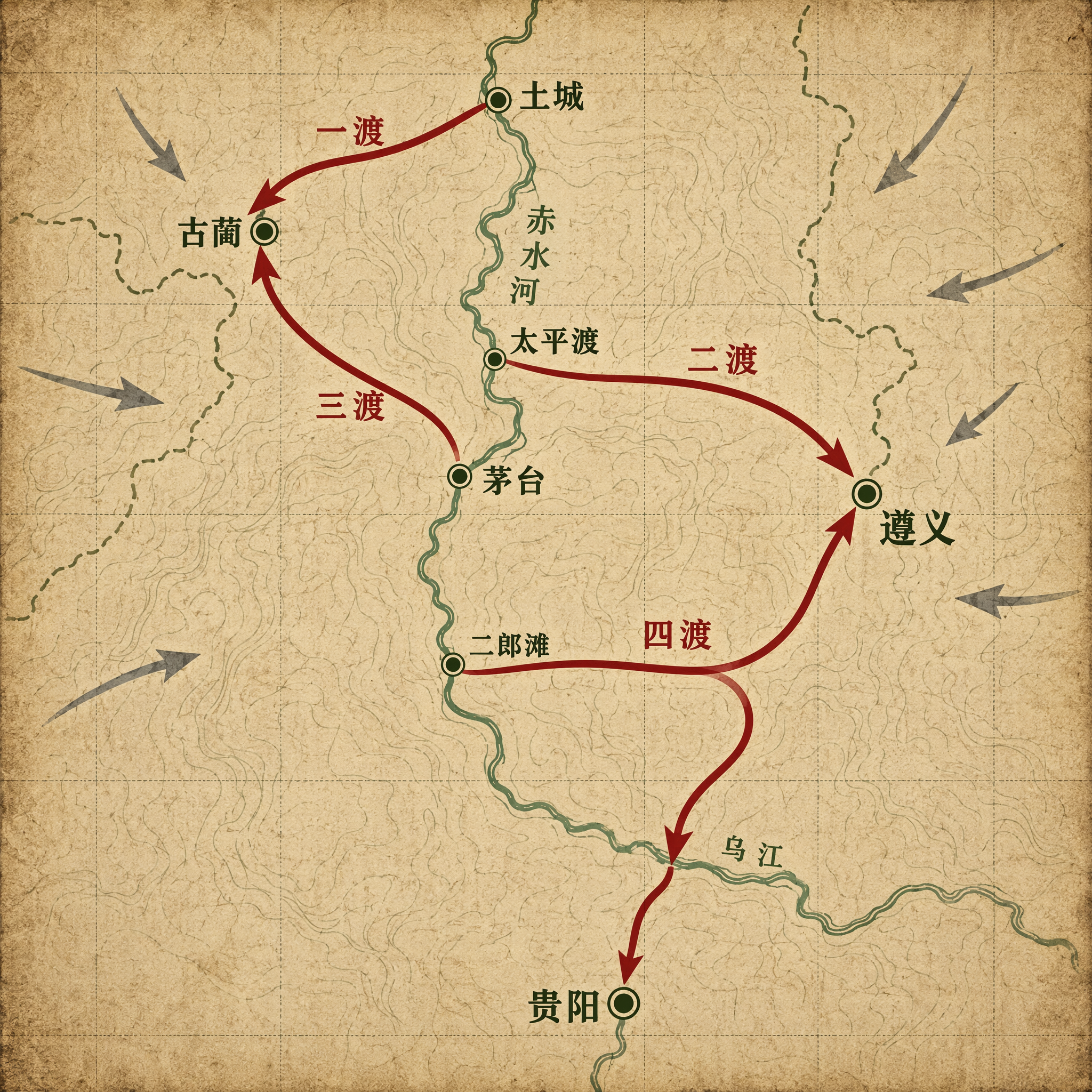 四渡赤水路线图