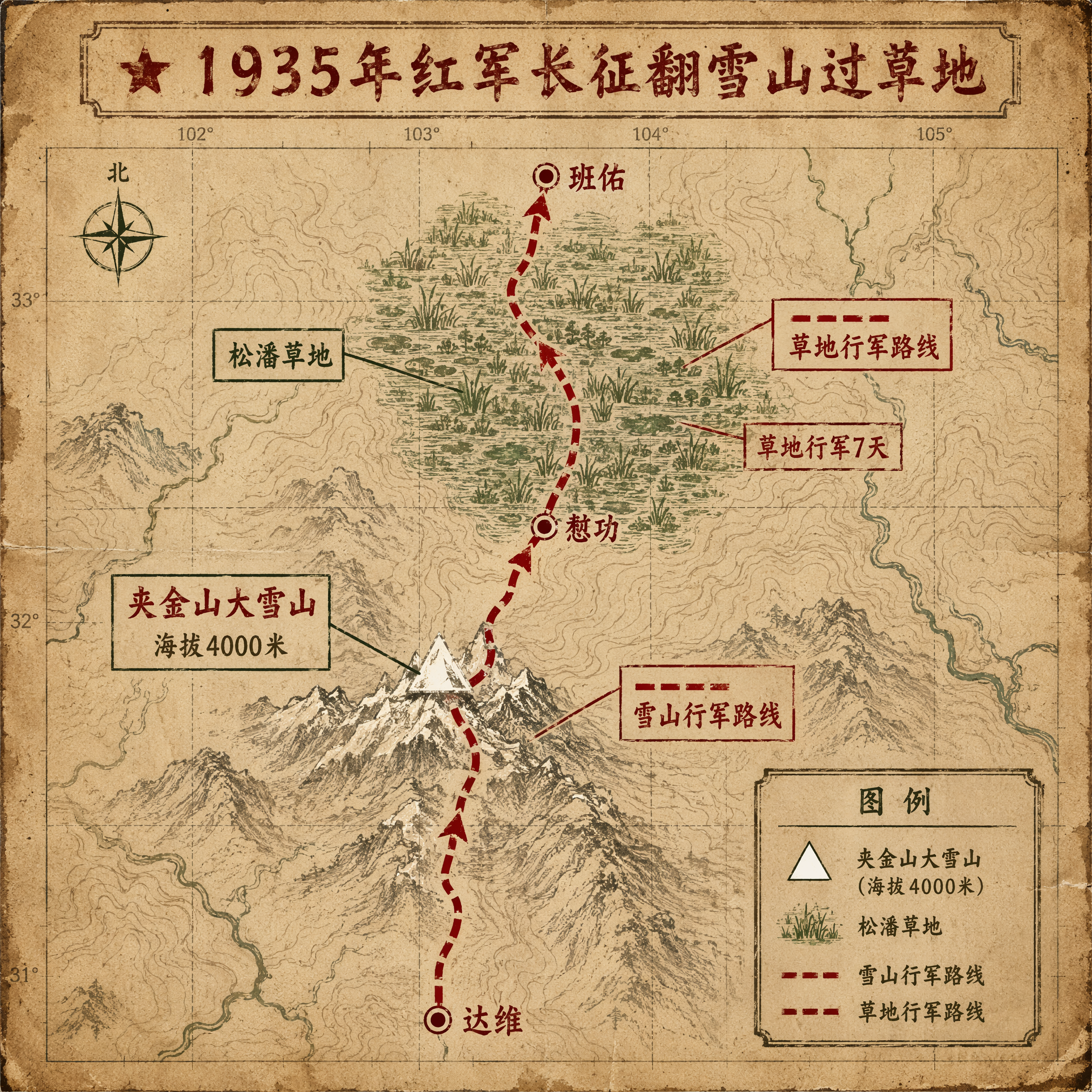 翻雪山过草地路线图